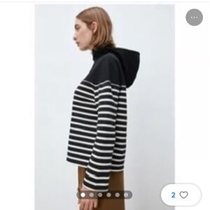 ZARA Half Zip Crop Hoodie M